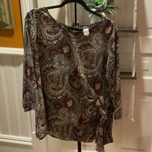 Cocomo Paisley Women's Blouse - Red and Gray